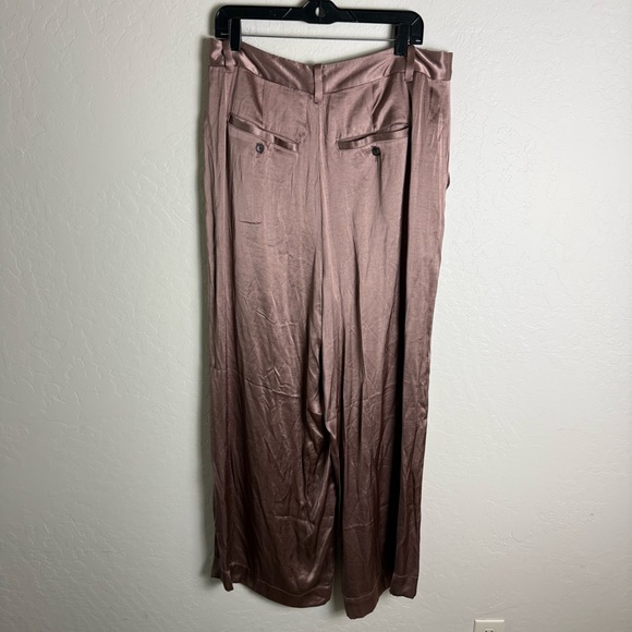 Madewell The Harlow Wide-Leg Pant in Satin Iced Mocha Brown 14 NWT NO380 - Picture 9 of 16